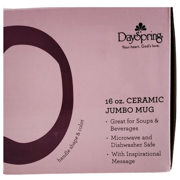 DaySpring 16 oz. Jumbo Mug with Inspirational Message | NIB | Ivory Plum Pink - Picture 6 of 6